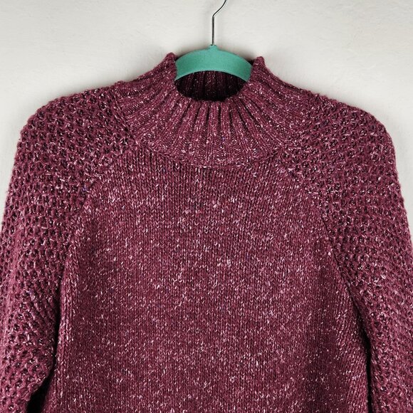 Prana Ibid Chunky Knit Wool Silk Blend Mockneck Tunic Sweater sz M - Picture 3 of 13